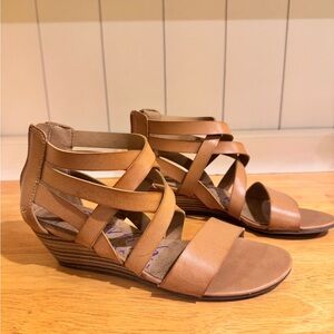Blowfish Tan Strappy Wedge Sandals